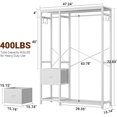 thumbnail image 5 of GIKPAL Clothes Rack, 72.8'' Heavy Duty Garment Rack for Clothing Storage with Shelves Clothing Rack with 2 Drawers, 4 Hooks, 2 Hanging Rods Freestanding Closet Organizer, White, 5 of 9