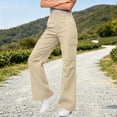 thumbnail image 4 of cocolona Womens Casual Flare Cargo Pants Solid Color Elastic Waist Wide Leg Travel Pants with Pockets, 4 of 5