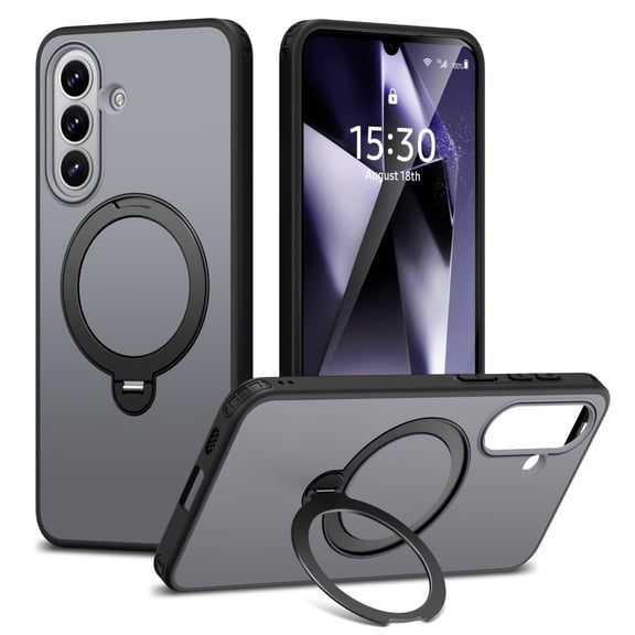 Ultra Slim Case for Samsung Galaxy A17 5G, Compatible with MagSafe, 360° Rotating Ring Kickstand TPU PC Hybrid Drop Protective Lightweight Design Phone Cover for Samsung Galaxy A17 5G, Black