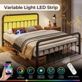 thumbnail image 3 of Bolvdo Queen Bed Frame, Classic Metal Platform Bed Frame, with Charging Station and LED, No Need for Springs, Black, 3 of 8