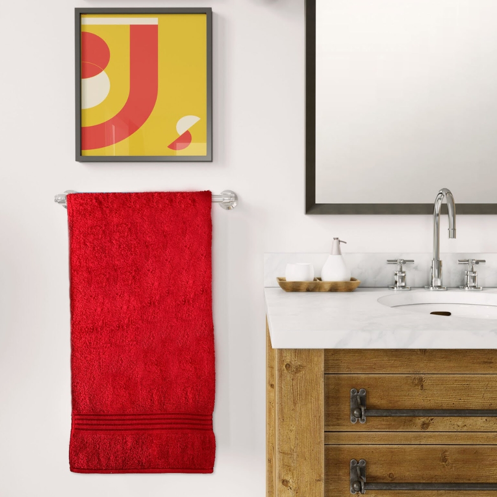 HURBANE HOME 4 Piece Super Soft Bath Towels for Bathroom, Highly Absorbent, Cotton Towels, (Red)