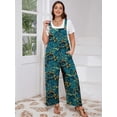 thumbnail image 2 of SHOWMALL Women’s Plus Jumpsuits Summer Boho Casual Wide Leg Overalls Green Field 3X Floral Print Baggy Rompers with Pocket, 2 of 7