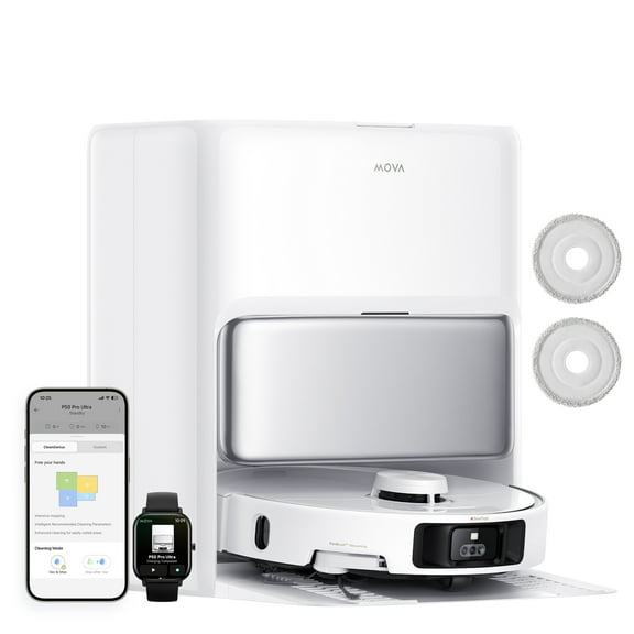 MOVA P50 Pro Ultra Robot Vacuum and mop Grade A, Removable Liftable Mop 19,000Pa Suction, Self-Empty, Pet-Friedly