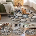 thumbnail image 6 of Area Rug 48in, Abstract Natural Grey Cobblestone Floor Carpet Living Room Rug, Modern Grey Pebble Stone Non-Slip Welcome Mat Indoor Rugs for Bedroom Dining Room, 6 of 9