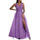 thumbnail image 1 of Vestido largo de dama de honor con cuello en V para mujer, vestido de baile de graduación, fiesta de noche, cóctel, vestidos largos divididos, 1 of 4