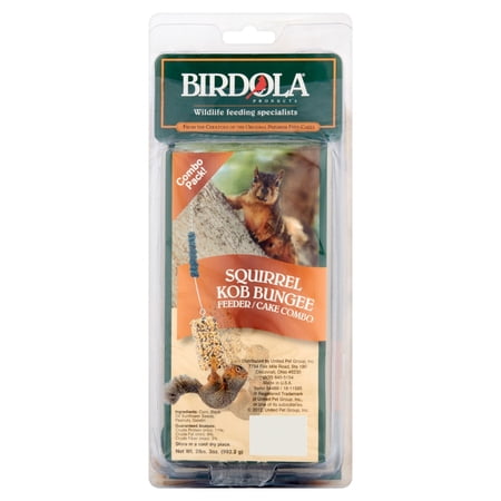 Birdola Squirrel Kob Bungee Feeder And Cake Combo Pack 2 Lbs