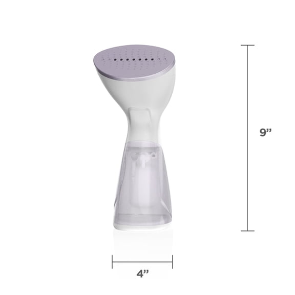Pre-Owned BLACK+DECKER Compact Handheld Garment Steamer, 1000W, 30-Second Heat Up, 6-Minutes of Continous Steam, 10.8 fl oz Detachable Water Tank, Lavender & White