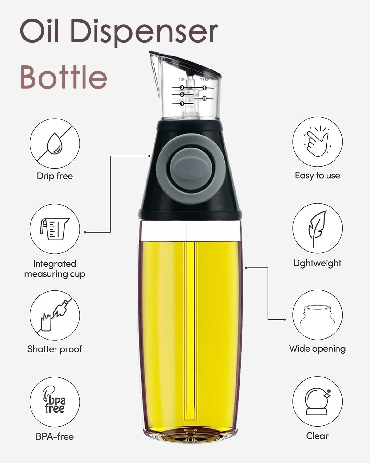 Press and Measure Oil Dispenser Bottle 500ml (Pack of 1)
