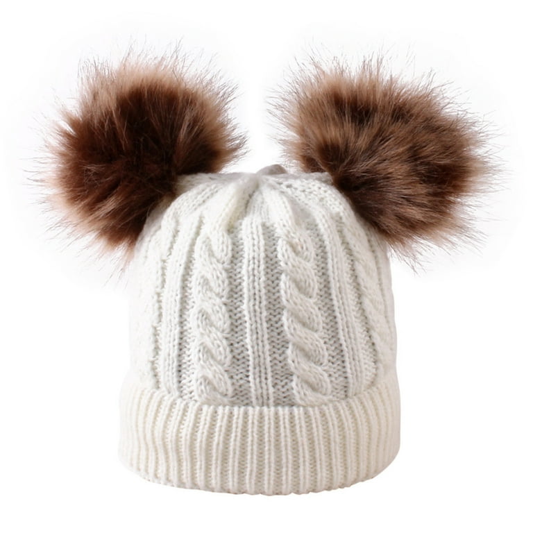 Kids Winter Hat Toddler Knitted Pom Beanie Hat Cotton Lined Cap Baby Girls  Boys Hat