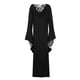 thumbnail image 4 of Women's Gothic Ruffle Bell Sleeve Corset Halloween Costume Plus Size Dress Pattern Print Necklace Trim Dress, 4 of 4