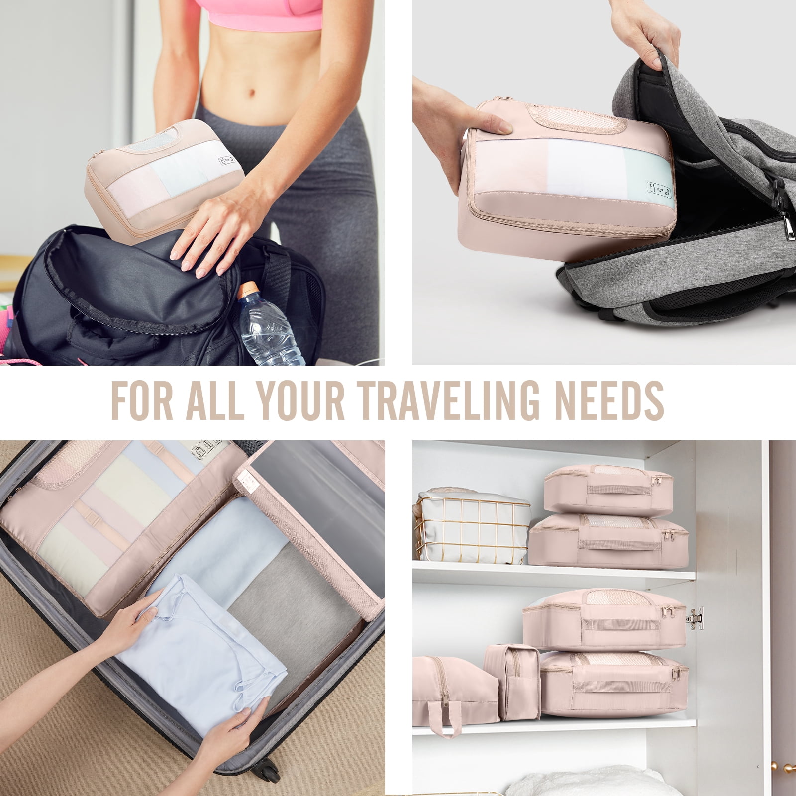Veken 10 Set Packing Cubes for Travel, Beach Vacation Essentials Accessories for, Suitcase Organizer Bags for Luggage with Hanging Toiletry & Shoe Bag, Birthday Gifts for Women Mom Her