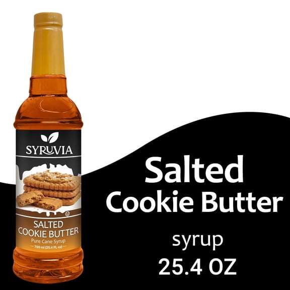 Syruvia Coffee Syrup, Salted Cookie Butter Flavored Syrup for Drinks, Lattes and Desserts – 25.4 fl oz