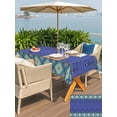 thumbnail image 5 of Outdoor Tablecloths with Umbrella Hole & Zipper, Navy Blue Boho Rectangle Tablecloth 52x70 Inch, Vintage Ethnic Tribe Abstract Art Retro Waterproof Table Cloth, Patio/Pool/Picnic Table Covers, 5 of 8