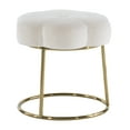 thumbnail image 3 of Linon Siena Gold Base Upholstered Flower Shaped Vanity Stool in White Velvet, 3 of 13