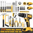 thumbnail image 2 of Cshidworld 118-Piece Home Tool Set with 21V Cordless Drill, Cordless Drill Set with 2 Batteries and Charger, Power Cordless Drill Hand Repair Tools Kit Combo Kits Storage Organizer Case for Men Women, 2 of 10