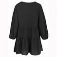 thumbnail image 5 of Wirziis Women Summer Dress V-Neck Solid Long Sleeve Casual Loose Flowy Swing Dress, 5 of 5