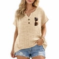 thumbnail image 4 of Womens Linen Tops Womens Summer Tops Beach Vacation Tshirts Summer Linen Tops Peasant Blouse Peasant Tops For Women Cotton Boho Tops Linen Clothing For Women Flowy Tops For Women Beige L, 4 of 9