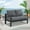 Grey, variant on RoyalCraft Patio Furniture Aluminum Sofa, All-Weather Outdoor 3 Seats Couch, Black Metal Chair with Blue Cushions