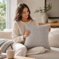 thumbnail image 4 of Textured Knit Throw Pillow Cover Soft Square Decorative Cushion Case for Outdoor Patio Sofa Couch and Home, 4 of 7