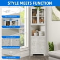 thumbnail image 6 of DEXTRUS 67" Tall Corner Stoarge Cabinet 2 Glass Doors & 2 Carved Doors, Corner Kitchen Buffet Cabinet for Living Room, Bathroom, Kitchen, White, 6 of 10