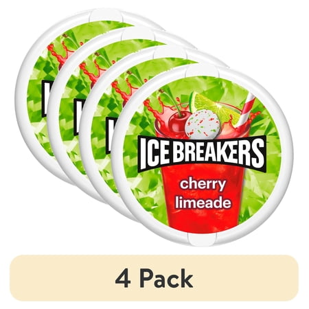 (4 pack) Ice Breakers Cherry Limeade Sugar Free Mints, Tin 1.5 oz