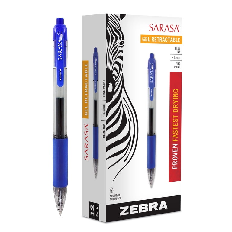 Zebra Sarasa Retractable Gel Ink Pens, Fine Point 0.5mm, Blue