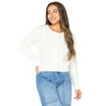 thumbnail image 3 of Celebrity Pink Women's Pointelle Crewneck Cardigan Sweater, Sizes XS-XXXL, 3 of 5