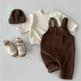 thumbnail image 3 of XXWXYD 2025 New Baby Boy Girl Corduroy Bib Overalls Cotton Button Suspender Overalls Plain Romper Loose Jumpsuit for Classic Casual Lightweight Clothes(3-6 Months,Brown), 3 of 6