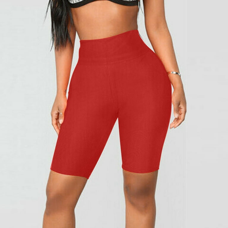 Red biker cheap shorts in store