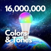MOBI Smart WiFi LED Bulb Multi-Color Changing LED Light Bulb for Home; Bedroom, Dimmable & Voice Command, Energy Efficient LED Bulbs, No Hub Required, Compatible with Alexa and Google