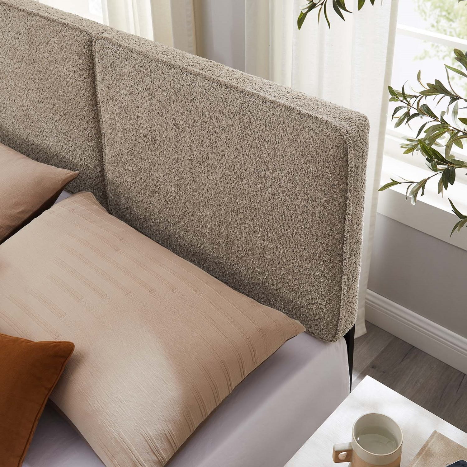 Headboard, Full Size, Oatmeal, Fabric, French Bedroom, Modern Contemporary HB36841
