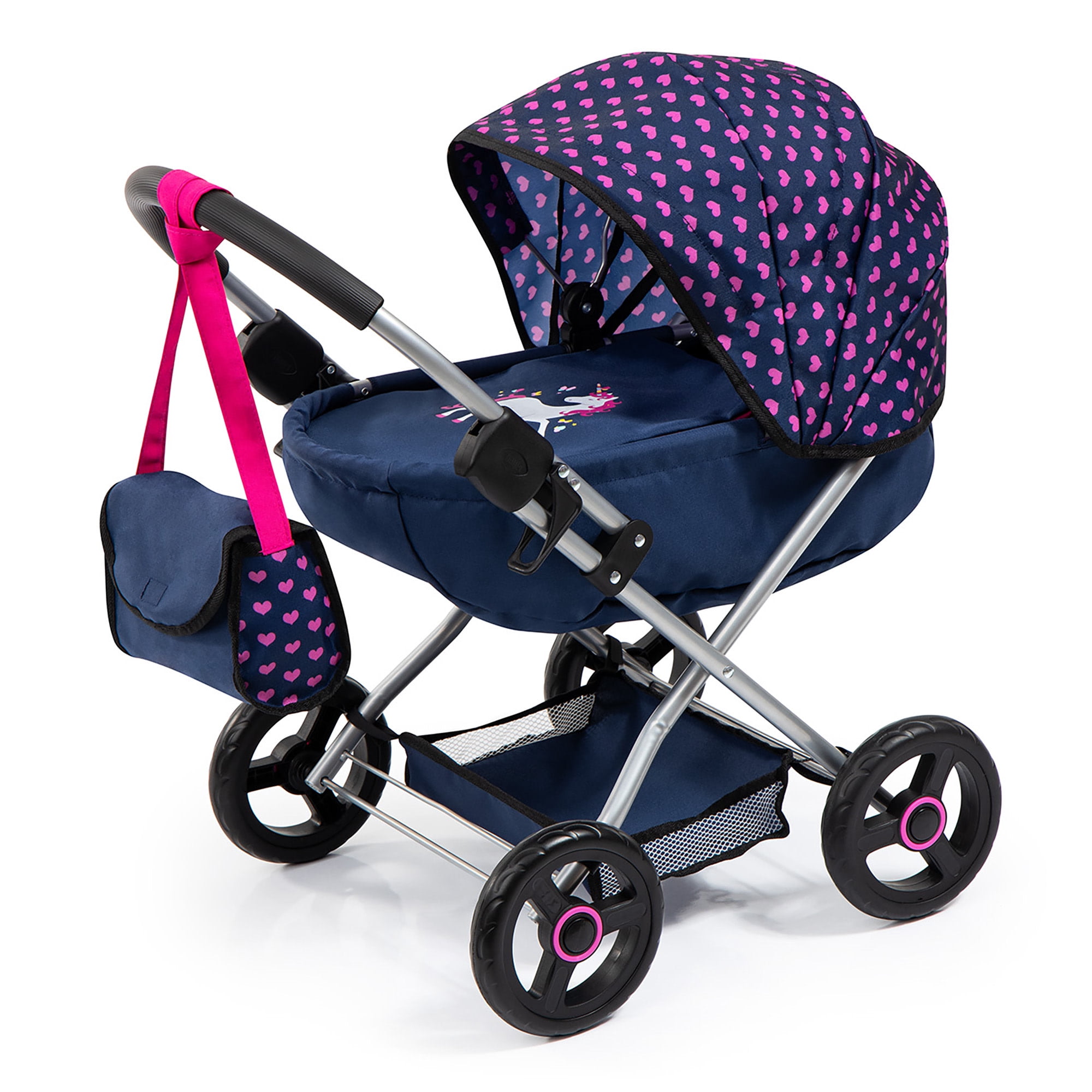 Bayer: 4-in-1 Toy Baby Doll Pram Stroller Cosy Set - Dolls Up to 18" (Blue/Purple) | Pretend | Dress up