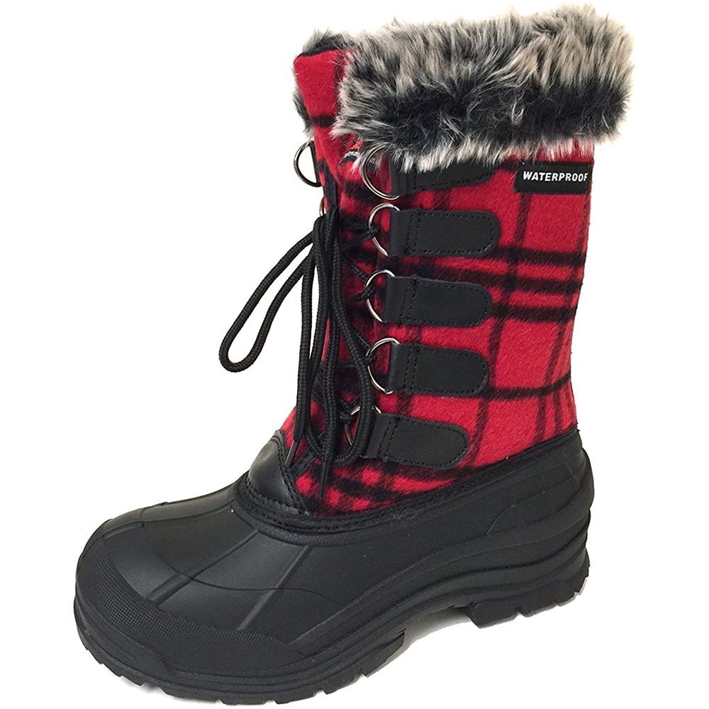 B.P. ClimateX Women's Winter Snow Boots Flannel Plaid Fur Insulated
