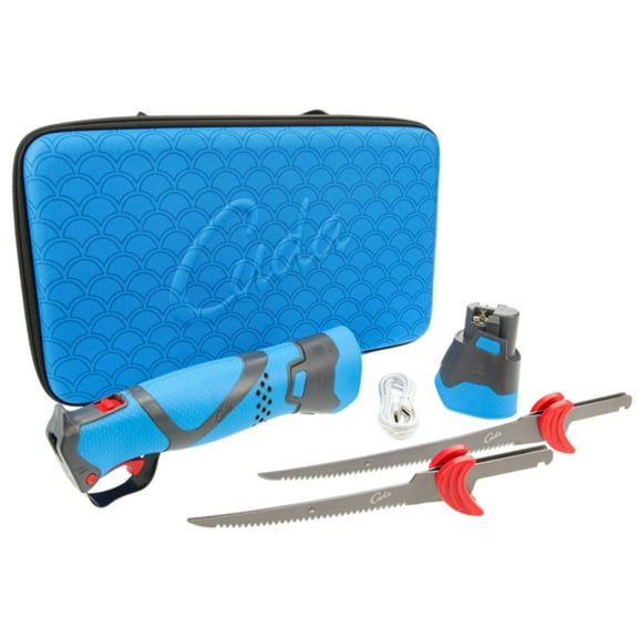 Cuda Cordless Fillet Knife Kit 8" Fully Serrated Fillet 420 Gray PVD Blade Synthetic Handle Blue
