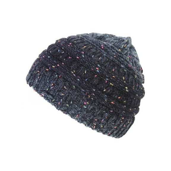 Gravity Threads Warm Cable Knit Thick Slouch Beanie - Navy