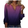 thumbnail image 1 of ICHUANYI Clearance Fashion Woman V Neck Three Quarter 3/4Sleeve T Shirt AutumnBlouse Tops Sweatshirt(Dark Blue, M) ICHUANYI WER2023080906384, 1 of 4