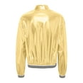 thumbnail image 4 of Zaldita Women's Holographic Zipper Bomber Jacket Long Sleeve Baseball Collar Jacket Coats Gold M, 4 of 7