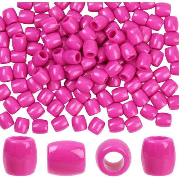 1 Box 120Pcs Pink Braid Beads Hair Loc Beads Plastic with 6.5mm Hole Focal Dreadlock Hair Decoration European Loose Beads