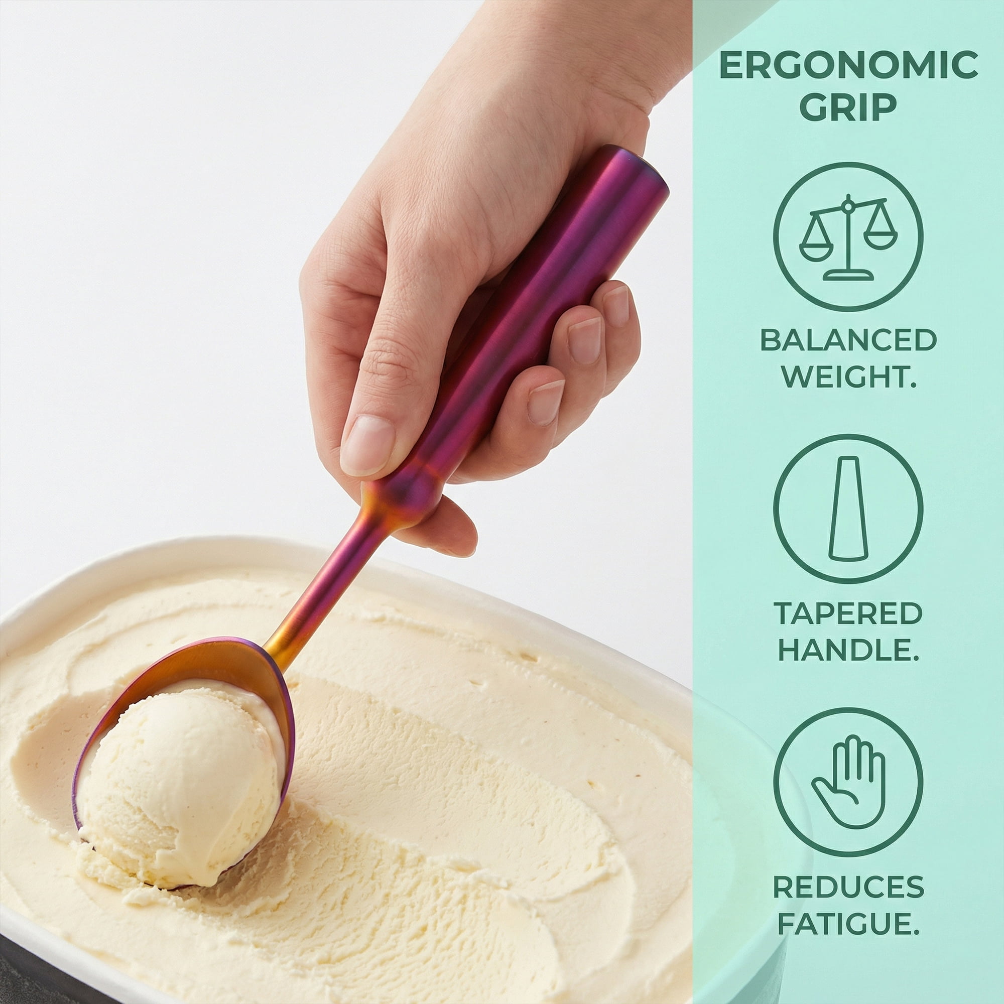 Unique Bargains Stainless Steel Ice Cream Scoop for Easy Release Red