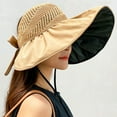 thumbnail image 3 of Summer Women Bucket Hat UV Protection Big Wide Brim Beach Sun Hats Empty Top Caps Ponytail Caps Bows Ladies Girls Panama Caps Sun Hats Unisex Summer Hat Outdoor UV Protection Wide Large Brim Cap, 3 of 6