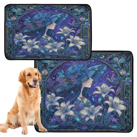 RMDQTR 2Pack Set of Medium and Large Pet Potty Pads Reusable Ultra-Absorbent Pet Training Pads Leak-Proof Pet Pads Violet Princess