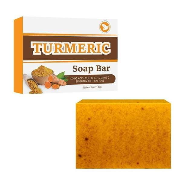 SGACAI 1x Jabón de cúrcuma, jengibre, limón y ácido kójico para blanquear la piel, manchas oscuras y acné, 100 g