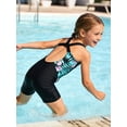 thumbnail image 6 of Aislor Girls One Piece Sleeveless Open Back Swimsuit Shorty Swim Jumpsuit For Beach Pool Swimming Bathing Suit Pink Lily&Black 8, 6 of 7