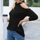 thumbnail image 5 of Suéter pequeño de un solo hombro con cuello alto y manga larga para mujer Fridja  ghj987+3549, 5 of 6