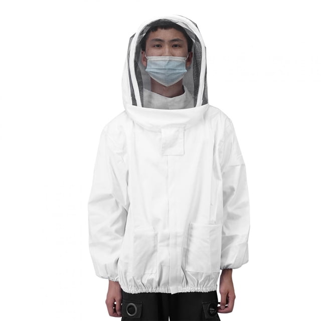 Khall Bee Suit,Beekeeper Supplies,Beekeeping Protective Veil Jacket Bee Suit Smock with Double Zippers Beekeeper Accessory