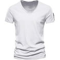 thumbnail image 4 of Men's Casual V Necks Short Sleeve T-Shirt Trendy Solid Design Lightweight Summer Top for Daily Wear, 4 of 5