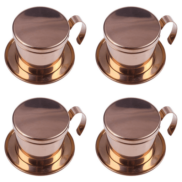 4X Stainless Steel Vietnamese Coffee Filter Single Cup Vietnam Hand Punch Pot Drip Filter Coffee Pot Rose Gold