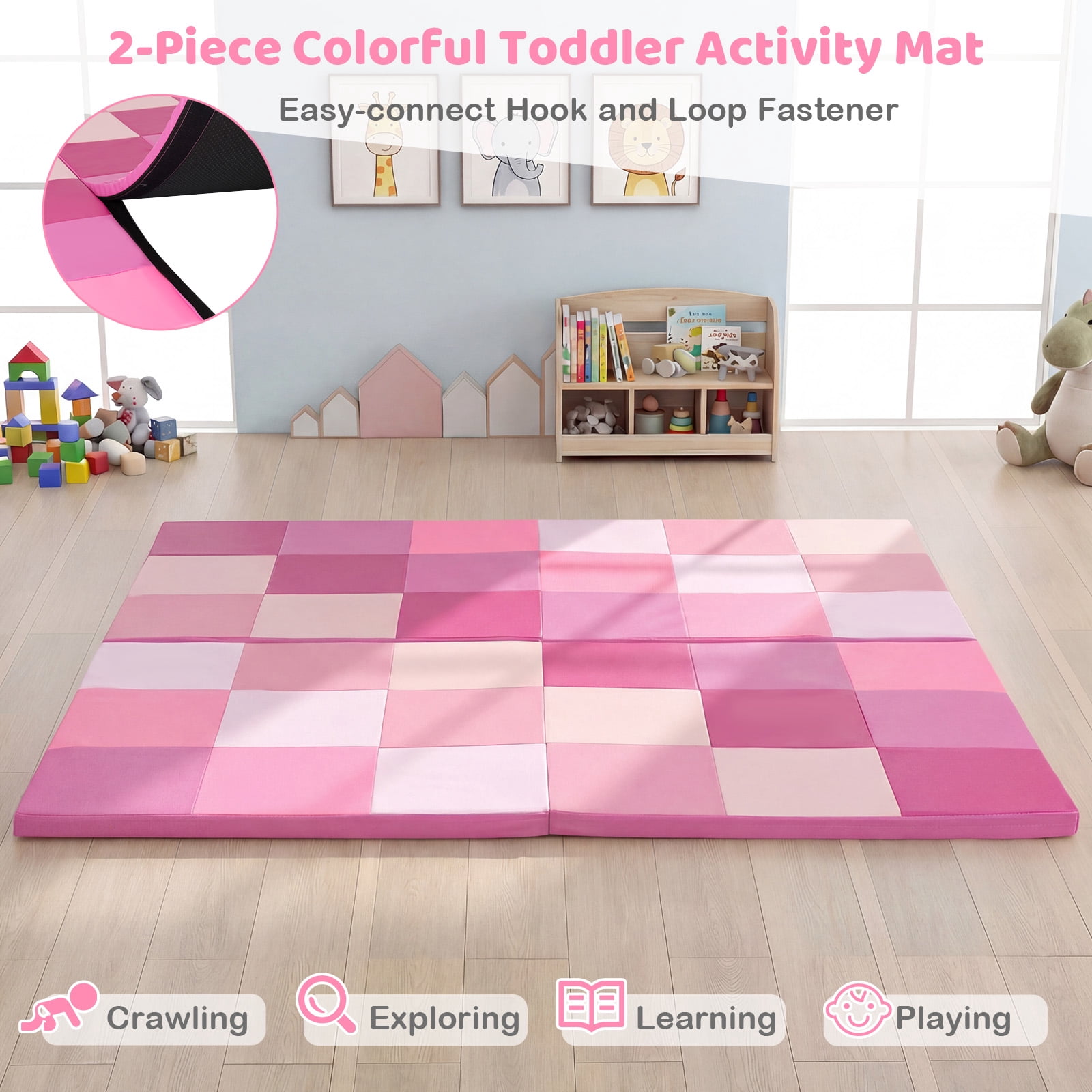 Gymax 58'' Toddler Foam Play Mat Baby Folding Activity Floor Mat Home School Daycare