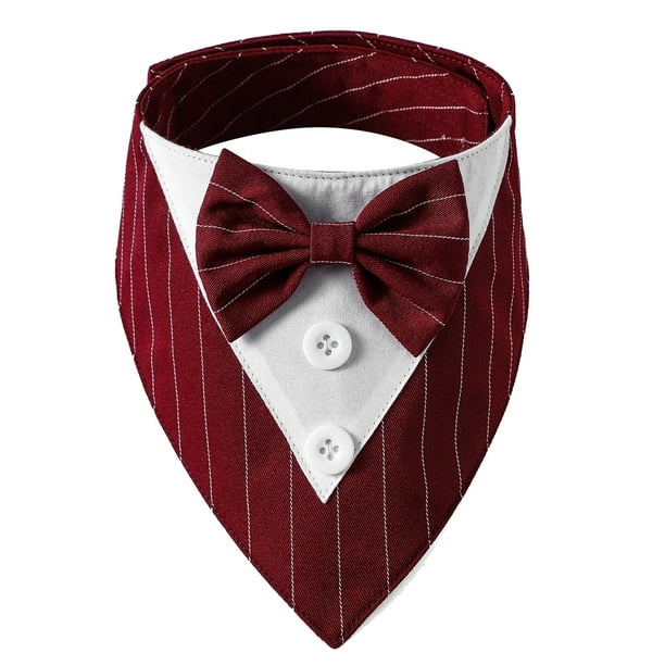 Bandana de boda para perro, collar para perro con pajarita, disfraz de cumpleaños, esmoquin ajustable para fiesta de mascotas, rayas rojas