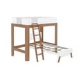 thumbnail image 3 of Max & Lily Mid-Century Modern Twin over Twin L-Shaped Bunk Bed, Solid Wood, White/Pecan, 3 of 9